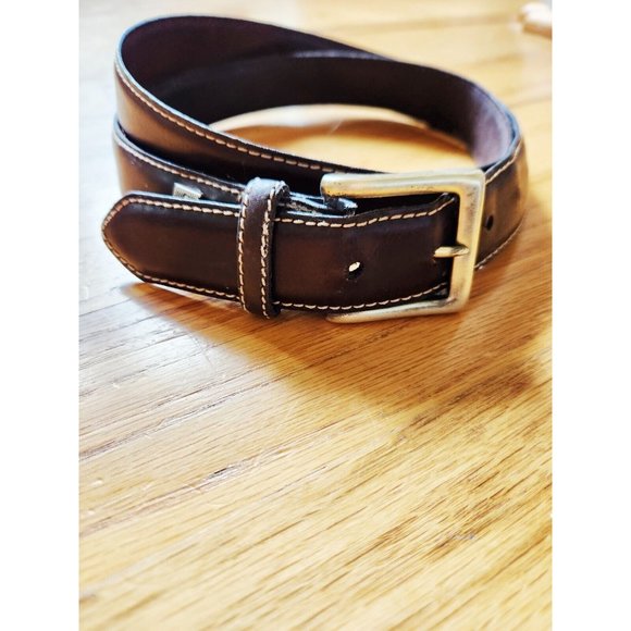 COLUMBIA Brown Leather Men's Dress Belt Size 40 x 1.25" Wide w/Brass Buckle - Picture 3 of 8